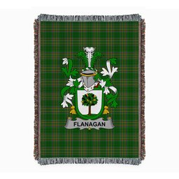 ScotsTee Shop Irish Flanagan or O'Flanagan Clan Coat of Arms Irish Tartan Woven Blanket