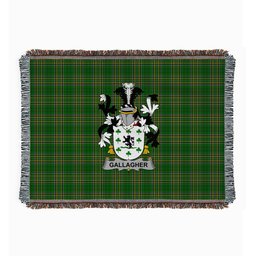ScotsTee Shop Irish Gallagher or O'Gallagher Clan Coat of Arms Irish Tartan Woven Blanket