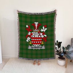 ScotsTee Shop Irish Gilmartin or Kilmartin Clan Coat of Arms Irish Tartan Woven Blanket