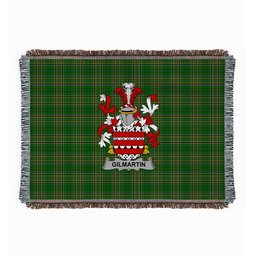 ScotsTee Shop Irish Gilmartin or Kilmartin Clan Coat of Arms Irish Tartan Woven Blanket