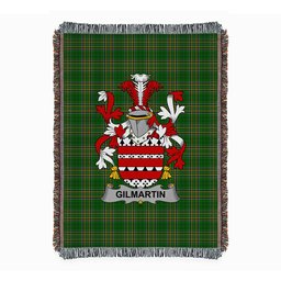 ScotsTee Shop Irish Gilmartin or Kilmartin Clan Coat of Arms Irish Tartan Woven Blanket