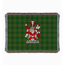 ScotsTee Shop Irish Fitz-Edmonds Clan Coat of Arms Irish Tartan Woven Blanket