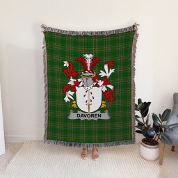 ScotsTee Shop Irish Davoren or O'Davoren Clan Coat of Arms Irish Tartan Woven Blanket