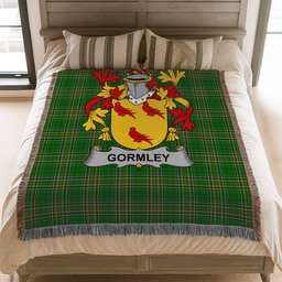 ScotsTee Shop Irish Gormley or O'Gormley Clan Coat of Arms Irish Tartan Woven Blanket