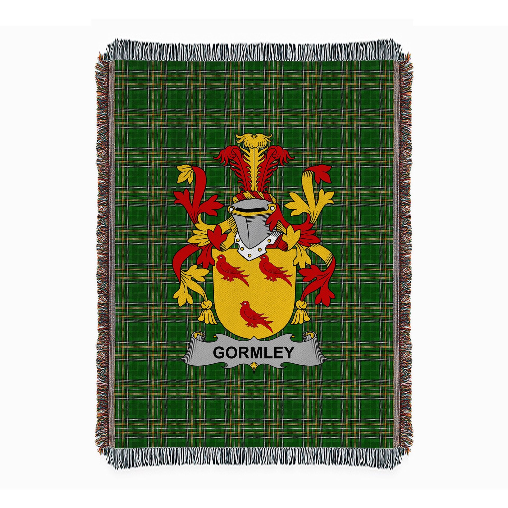 ScotsTee Shop Irish Gormley or O'Gormley Clan Coat of Arms Irish Tartan Woven Blanket