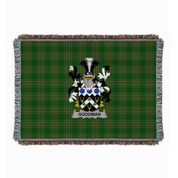 ScotsTee Shop Irish Goodman Clan Coat of Arms Irish Tartan Woven Blanket