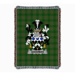 ScotsTee Shop Irish Goodman Clan Coat of Arms Irish Tartan Woven Blanket