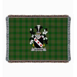ScotsTee Shop Irish Gleeson or O'Glissane Clan Coat of Arms Irish Tartan Woven Blanket