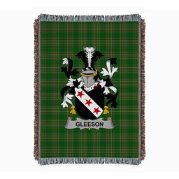 ScotsTee Shop Irish Gleeson or O'Glissane Clan Coat of Arms Irish Tartan Woven Blanket