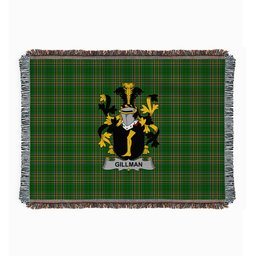 ScotsTee Shop Irish Gillman Clan Coat of Arms Irish Tartan Woven Blanket
