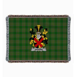 ScotsTee Shop Irish Giggins Clan Coat of Arms Irish Tartan Woven Blanket