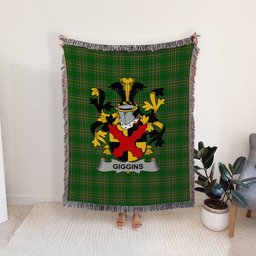 ScotsTee Shop Irish Giggins Clan Coat of Arms Irish Tartan Woven Blanket