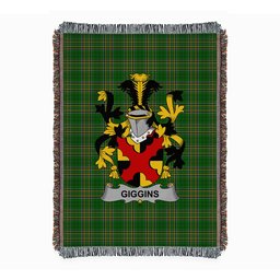 ScotsTee Shop Irish Giggins Clan Coat of Arms Irish Tartan Woven Blanket