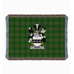 ScotsTee Shop Irish Guest Clan Coat of Arms Irish Tartan Woven Blanket