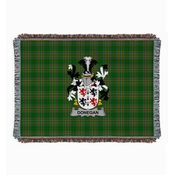 ScotsTee Shop Irish Donegan or O'Donagan Clan Coat of Arms Irish Tartan Woven Blanket