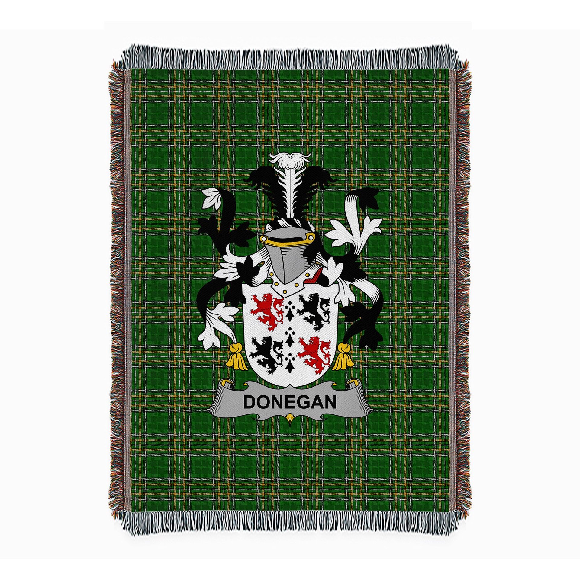 ScotsTee Shop Irish Donegan or O'Donagan Clan Coat of Arms Irish Tartan Woven Blanket