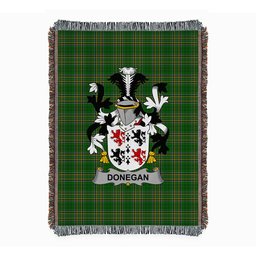 ScotsTee Shop Irish Donegan or O'Donagan Clan Coat of Arms Irish Tartan Woven Blanket