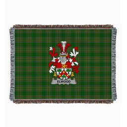 ScotsTee Shop Irish Elwood Clan Coat of Arms Irish Tartan Woven Blanket