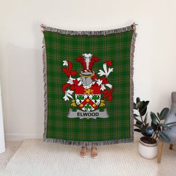 ScotsTee Shop Irish Elwood Clan Coat of Arms Irish Tartan Woven Blanket