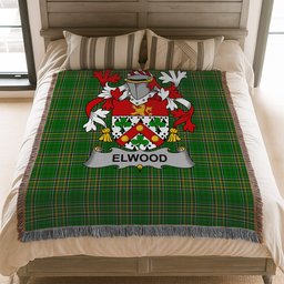 ScotsTee Shop Irish Elwood Clan Coat of Arms Irish Tartan Woven Blanket