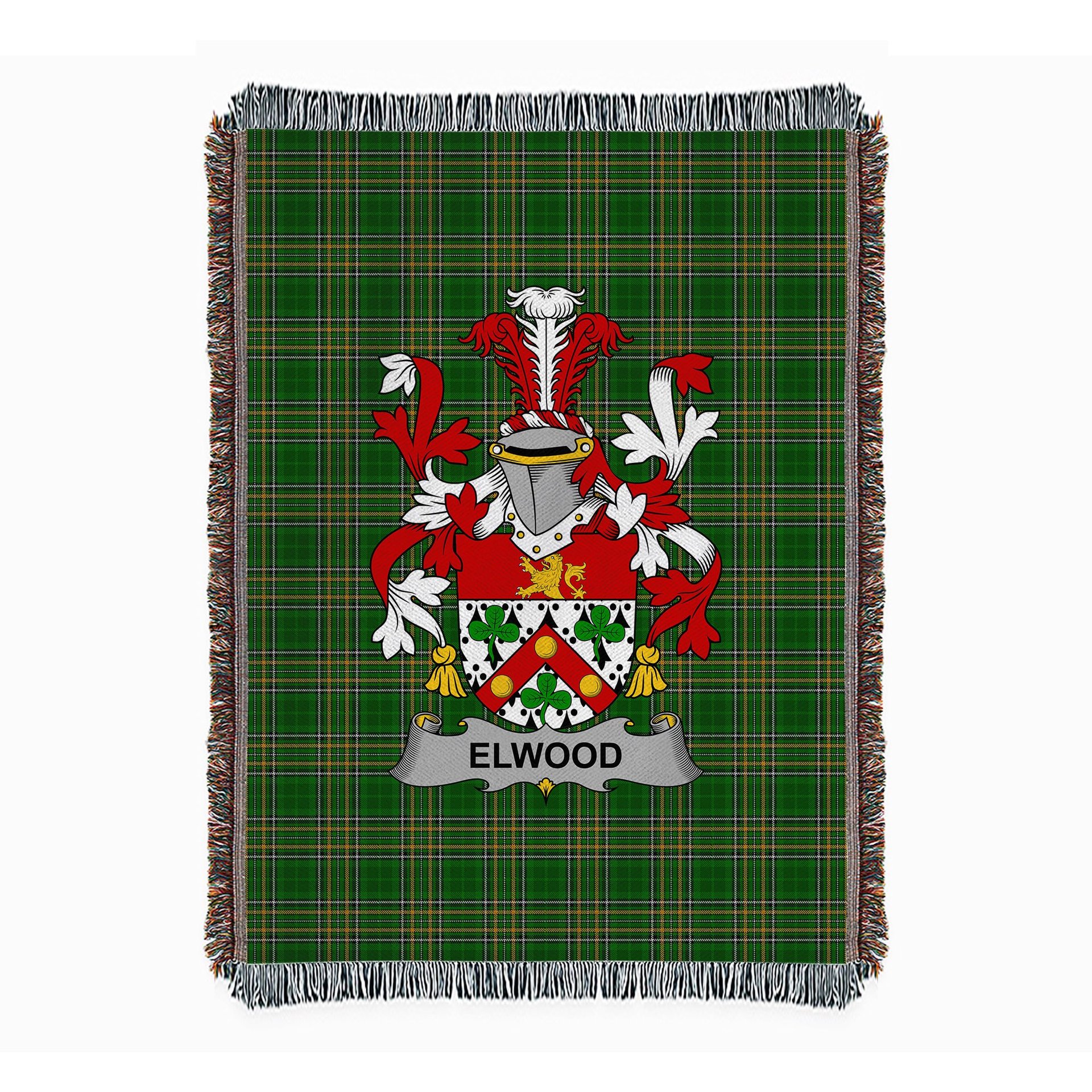 ScotsTee Shop Irish Elwood Clan Coat of Arms Irish Tartan Woven Blanket