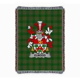 ScotsTee Shop Irish Elwood Clan Coat of Arms Irish Tartan Woven Blanket