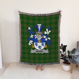 ScotsTee Shop Irish Geary or O'Geary Clan Coat of Arms Irish Tartan Woven Blanket