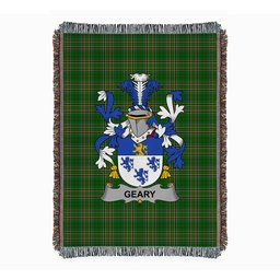 ScotsTee Shop Irish Geary or O'Geary Clan Coat of Arms Irish Tartan Woven Blanket