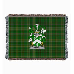 ScotsTee Shop Irish Flood Clan Coat of Arms Irish Tartan Woven Blanket