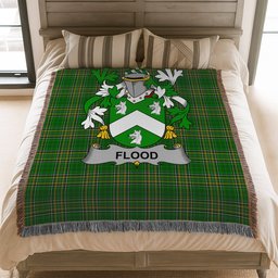 ScotsTee Shop Irish Flood Clan Coat of Arms Irish Tartan Woven Blanket