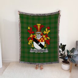 ScotsTee Shop Irish Fitz-Herbert Clan Coat of Arms Irish Tartan Woven Blanket