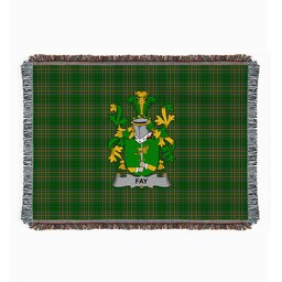ScotsTee Shop Irish Fay or O'Fee Clan Coat of Arms Irish Tartan Woven Blanket