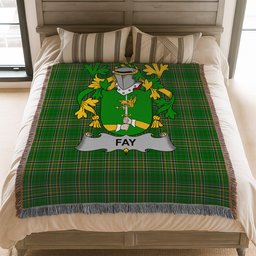 ScotsTee Shop Irish Fay or O'Fee Clan Coat of Arms Irish Tartan Woven Blanket