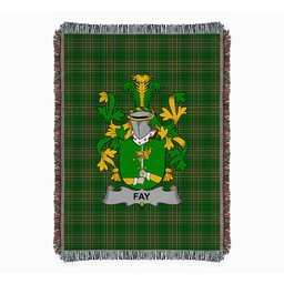 ScotsTee Shop Irish Fay or O'Fee Clan Coat of Arms Irish Tartan Woven Blanket