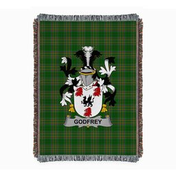 ScotsTee Shop Irish Godfrey (of Bushfield) Clan Coat of Arms Irish Tartan Woven Blanket