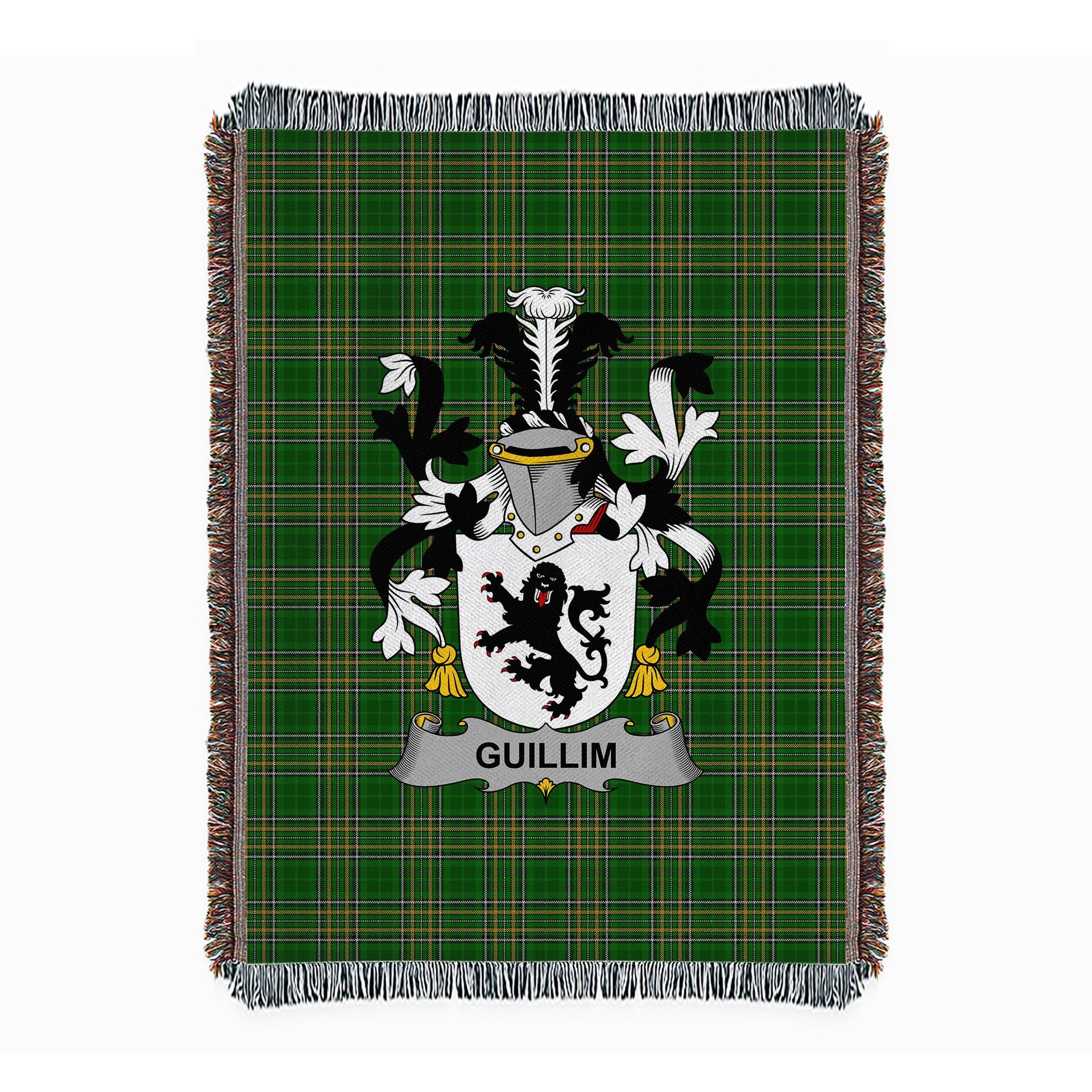 ScotsTee Shop Irish Guillim Clan Coat of Arms Irish Tartan Woven Blanket