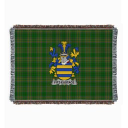 ScotsTee Shop Irish Fitz-Eustace Clan Coat of Arms Irish Tartan Woven Blanket