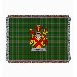 ScotsTee Shop Irish Eustace Clan Coat of Arms Irish Tartan Woven Blanket