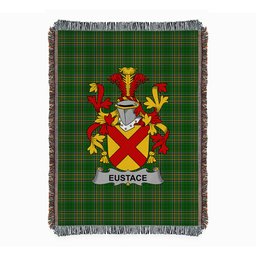 ScotsTee Shop Irish Eustace Clan Coat of Arms Irish Tartan Woven Blanket