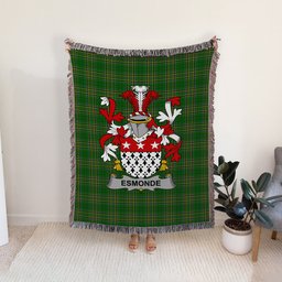 ScotsTee Shop Irish Esmonde Clan Coat of Arms Irish Tartan Woven Blanket