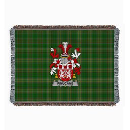 ScotsTee Shop Irish Finucane or McFinucane Clan Coat of Arms Irish Tartan Woven Blanket