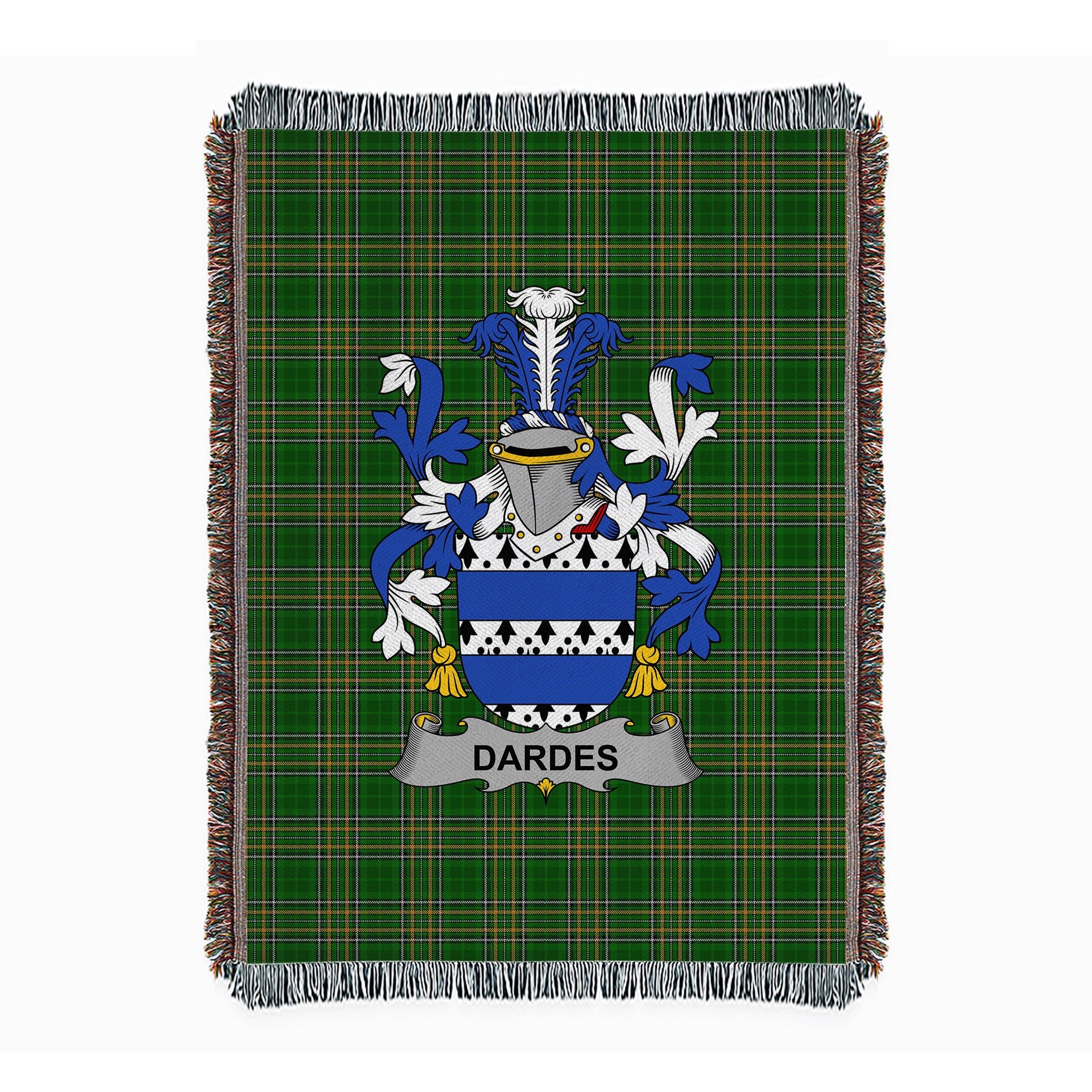 ScotsTee Shop Irish Dardes or Dardis Clan Coat of Arms Irish Tartan Woven Blanket