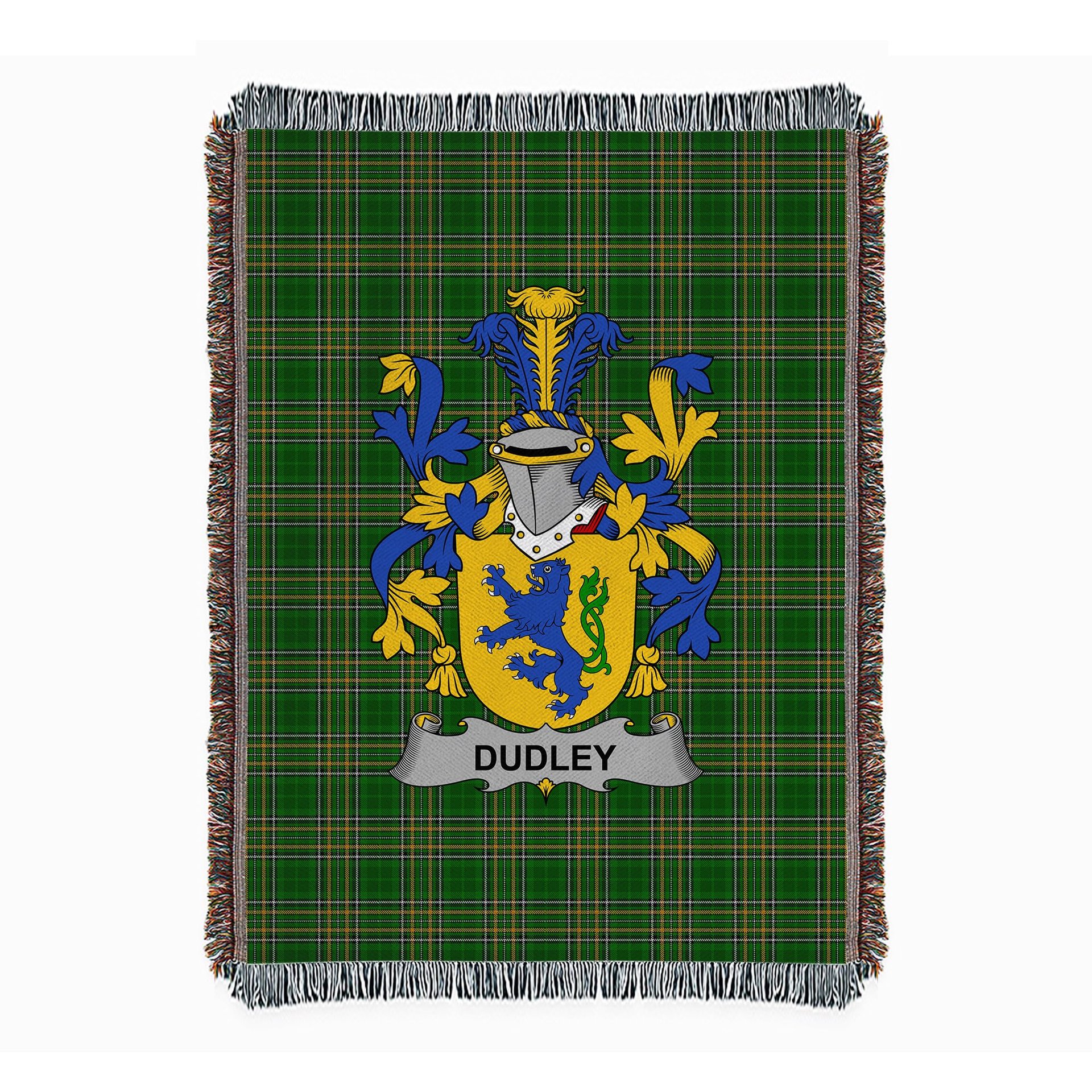 ScotsTee Shop Irish Dudley Clan Coat of Arms Irish Tartan Woven Blanket