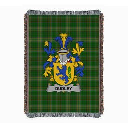 ScotsTee Shop Irish Dudley Clan Coat of Arms Irish Tartan Woven Blanket
