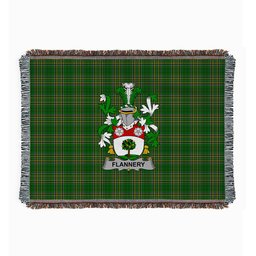 ScotsTee Shop Irish Flannery or O'Flannery Clan Coat of Arms Irish Tartan Woven Blanket