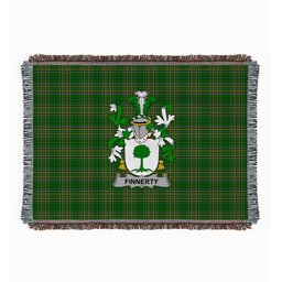 ScotsTee Shop Irish Finnerty or O'Finaghty Clan Coat of Arms Irish Tartan Woven Blanket