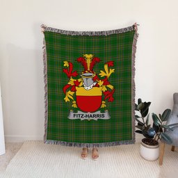 ScotsTee Shop Irish Fitz-Harris Clan Coat of Arms Irish Tartan Woven Blanket
