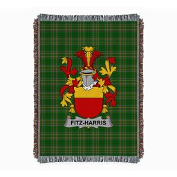 ScotsTee Shop Irish Fitz-Harris Clan Coat of Arms Irish Tartan Woven Blanket