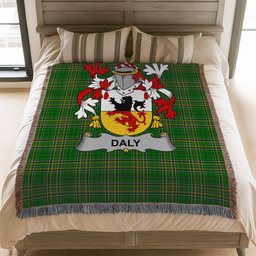 ScotsTee Shop Irish Daly or O'Daly Clan Coat of Arms Irish Tartan Woven Blanket