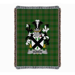 ScotsTee Shop Irish Durkin or O'Durkin Clan Coat of Arms Irish Tartan Woven Blanket